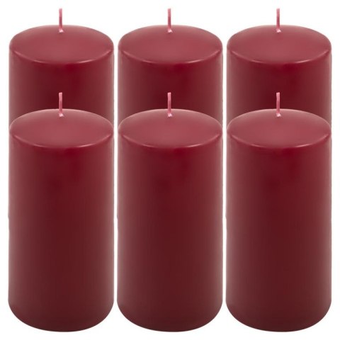 Zestaw świec słupkowych, 15 cm, Ø 7,5 cm, bordowy, 6 szt.