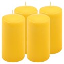 Zestaw świec słupkowych, 15 cm, Ø 7,5 cm, żółty, 4 sztuki.