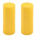 Zestaw świec słupkowych, 20 cm, Ø 7,5 cm, żółty, 2 sztuki.