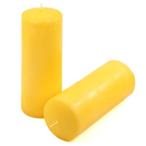 Zestaw świec słupkowych, 20 cm, Ø 7,5 cm, żółty, 2 sztuki.