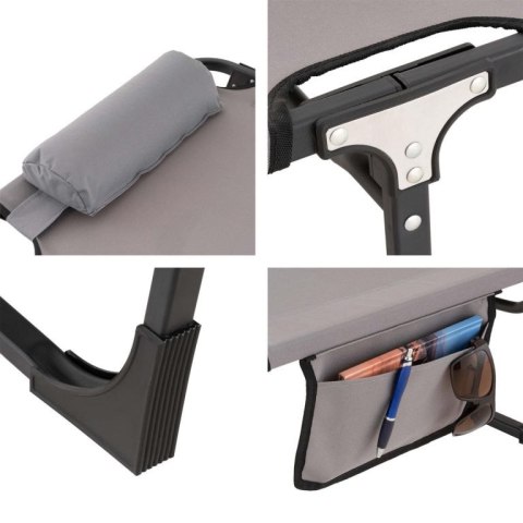 Składana leżanka, szara, poliester, wymiary: 182 x 60 x 30cm