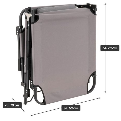 Składana leżanka, szara, poliester, wymiary: 182 x 60 x 30cm