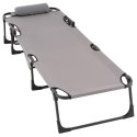 Składana leżanka, szara, poliester, wymiary: 182 x 60 x 30cm