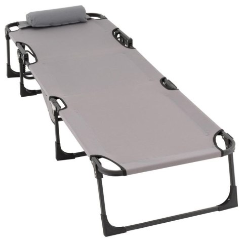 Składana leżanka, szara, poliester, wymiary: 182 x 60 x 30cm