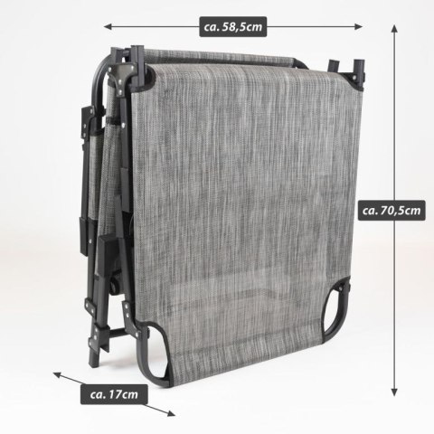 Składany leżak, szary, wymiary: 189,5 x 58,5 x 33,5 cm