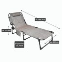 Składany leżak, szary, wymiary: 189,5 x 58,5 x 33,5 cm