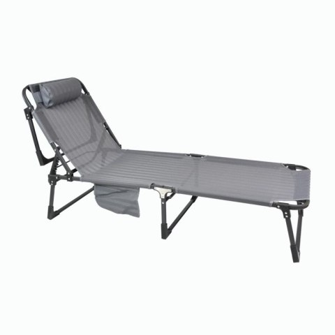 Składany leżak z poduszką, szary, wymiary: 189 x 63 x 34 cm.