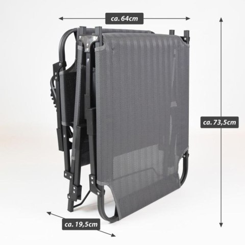 Składany leżak z poduszką, szary, wymiary: 189 x 63 x 34 cm.