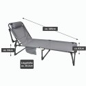 Składany leżak z poduszką, szary, wymiary: 189 x 63 x 34 cm.