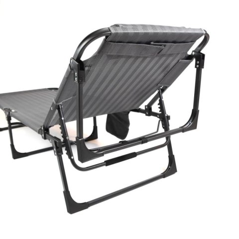 Składany leżak z poduszką, szary, wymiary: 189 x 63 x 34 cm.
