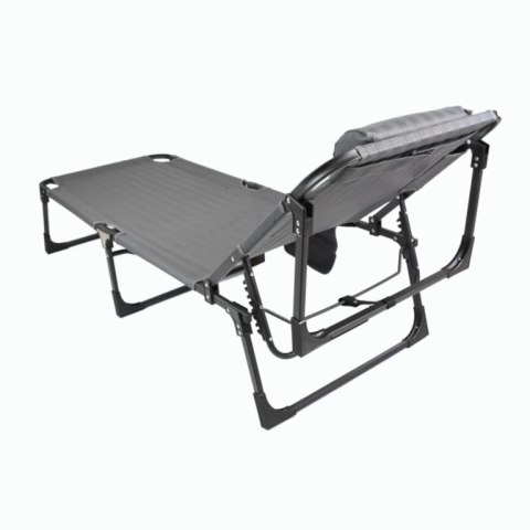 Składany leżak z poduszką, szary, wymiary: 189 x 63 x 34 cm.