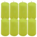 Zestaw świec filarowych, 10 cm, Ø 5 cm, jasnozielone, 8 szt.