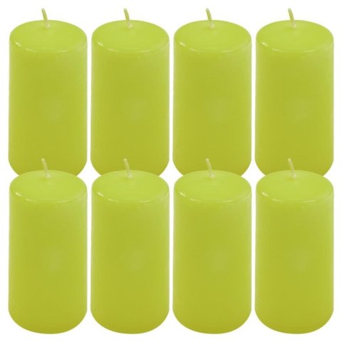 Zestaw świec filarowych, 10 cm, Ø 5 cm, jasnozielone, 8 szt.