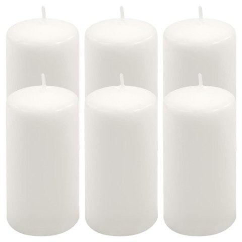 Zestaw świec filarowych, 11,5 cm, Ø 6 cm, białe, 6 szt.