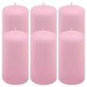 Zestaw świec filarowych, 11,5 cm, Ø 6 cm, różowe, 6 szt.