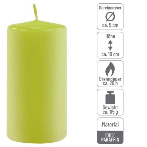 Zestaw świec filarowych, 10 cm, Ø 5 cm, jasnozielone, 16 szt