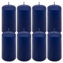 Zestaw świec filarowych, 10 cm, Ø 5 cm, niebieskie, 8 szt.
