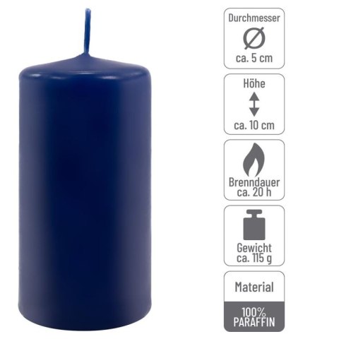 Zestaw świec filarowych, 10 cm, Ø 5 cm, niebieskie, 8 szt.