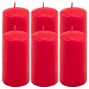 Zestaw świec filarowych, 11,5 cm, Ø 6 cm, czerwone, 6 szt.
