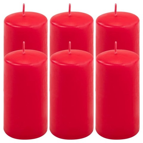 Zestaw świec filarowych, 11,5 cm, Ø 6 cm, czerwone, 6 szt.