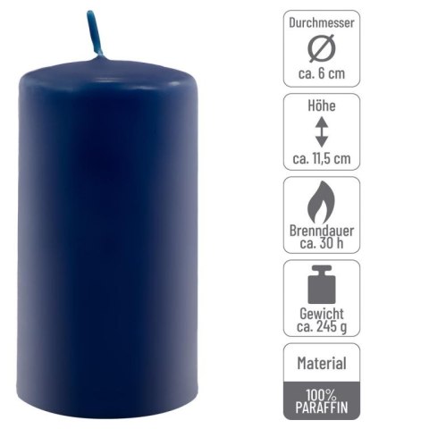 Zestaw świec filarowych, 11,5 cm, Ø 6 cm, niebieskie, 6 szt.