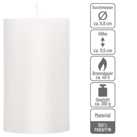 Zestaw świec rustykalnych, 11,5 cm, Ø 6,8 cm, biały, 12 szt.