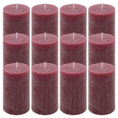 Zestaw świec rustykalnych, 11,5 cm, Ø 6,8 cm, bordowy, 12 sz