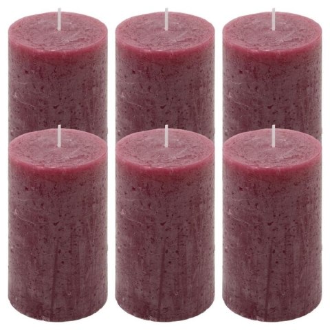 Zestaw świec rustykalnych, 11,5 cm, Ø 6,8 cm, bordowy, 6 szt