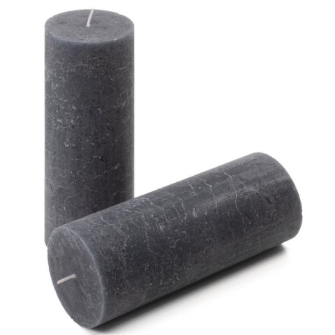 Zestaw świec rustykalnych, 20 cm, Ø 7,5 cm, antracyt, 4 szt.