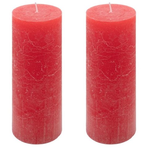 Zestaw świec rustykalnych, 20 cm, Ø 7,5 cm, czerwony, 2 szt.