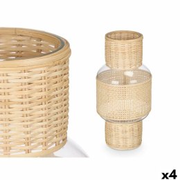 Świeczniki SG-29652 Przezroczysty Naturalny Szkło Rattan 18 x 38 x 18 cm (4 Sztuk)
