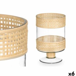 Świeczniki SG-29684 Przezroczysty Naturalny Szkło Rattan 15,5 x 24 x 15,5 cm (6 Sztuk)