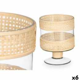 Świeczniki SG-29685 Przezroczysty Naturalny Szkło Rattan 15 x 20 x 15 cm (6 Sztuk)