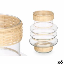 Świeczniki SG-29857 Przezroczysty Naturalny Szkło Rattan 18 x 24 x 18 cm (6 Sztuk)