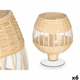 Świeczniki SG-30540 Przezroczysty Naturalny Szkło Rattan 18 x 22 x 18 cm (6 Sztuk)
