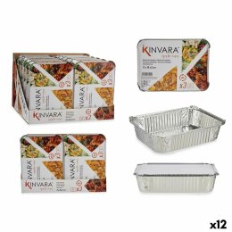 Zestaw tacek na żywność Kinvara 16161 Srebrzysty Aluminium 2 L 25,5 x 6,8 x 19 cm (12 Sztuk)
