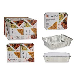 Zestaw tacek na żywność Kinvara 16161 Srebrzysty Aluminium 2 L 25,5 x 6,8 x 19 cm (12 Sztuk)