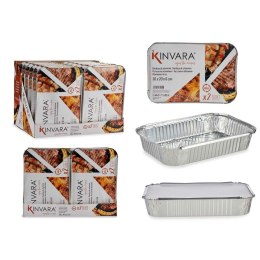Zestaw tacek na żywność Kinvara 82176 Srebrzysty Aluminium 2,3 L 21 x 6 x 30,5 cm (12 Sztuk)