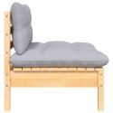 2-osobowa sofa ogrodowa z szarymi poduszkami, drewno sosnowe
