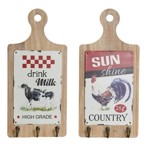 Stojan na klobúky DKD Home Decor Czerwony Drewno Metal (2 pcs) (21 x 5 x 45 cm)