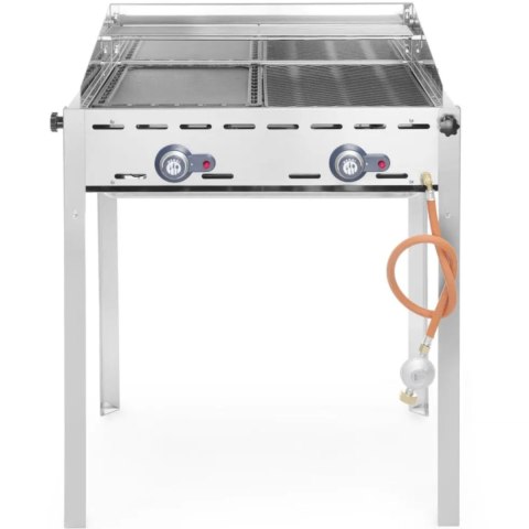 Grill gazowy "Green Fire" 2 palniki 11,6kW z osłoną i półką - Hendi 149508