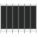 Parawan 6-panelowy, czarny, 240x200 cm, tkanina