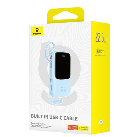 Power bank 10000mAh Qpow Pro+ 22.5W USB-C - niebieski