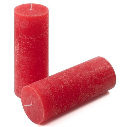 Zestaw świec rustykalnych, 20 cm, Ø 7,5 cm, czerwony, 6 szt.