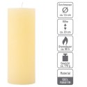 Zestaw świec rustykalnych, 20 cm, Ø 7,5 cm, kremowe, 4 szt.