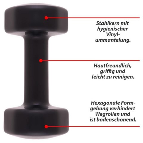 MAXXIVA Zestaw hantli winylowych 2 x 5 kg, czarny