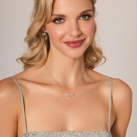 Rhodium plated silver necklace NSC6658 - Zirconia