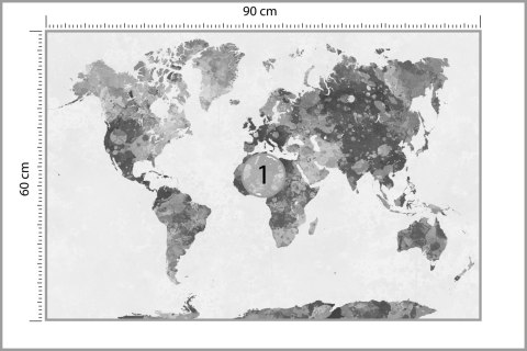 Fototapeta Mapa Świata Akwarela Monochromatyczne