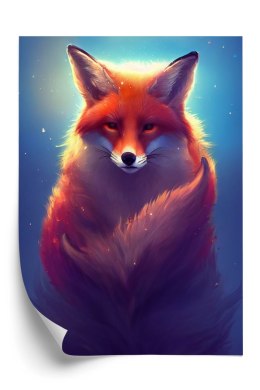 Plakat Colorful Vibrant Fox Portrait. Digital Art.