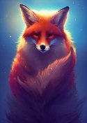 Plakat Colorful Vibrant Fox Portrait. Digital Art.